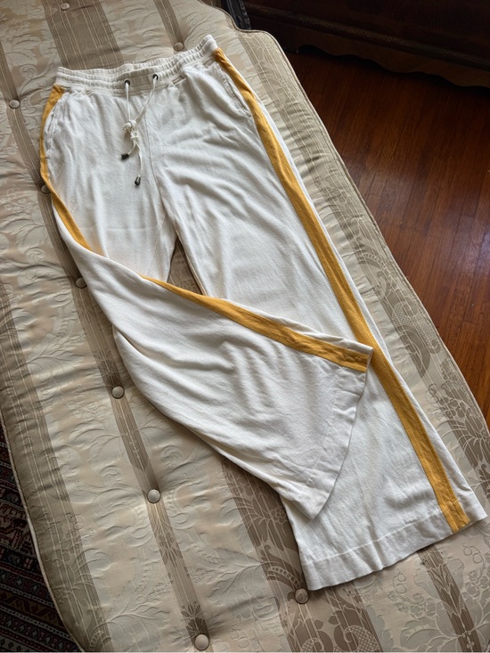 Spell Pants - Cream Track Pants with Gold Side Stripe